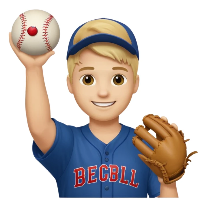 Blonde College guy holding up a baseball sticker