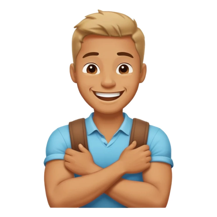 arms crossed holding neck laugh guy  sticker