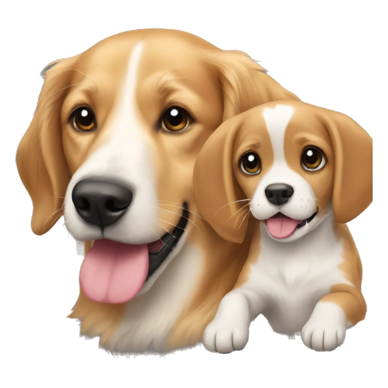 a golden retriever and a beagle playing  sticker