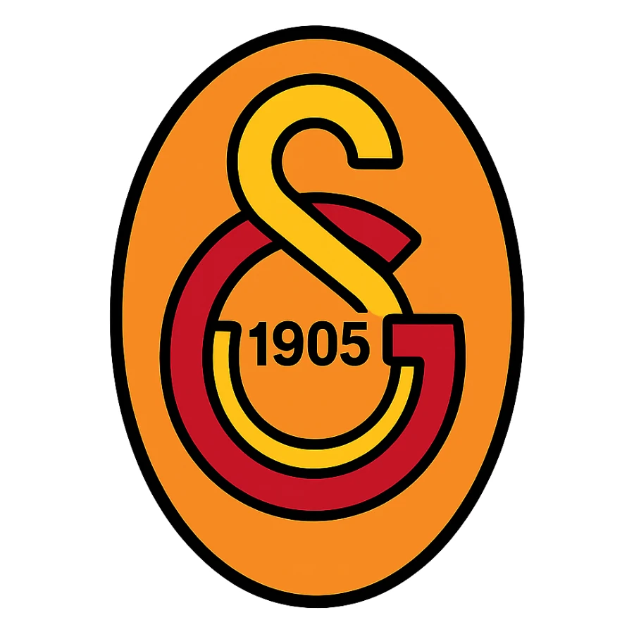 Galatasaray sports team emblem logo, bold colors, modern style sticker