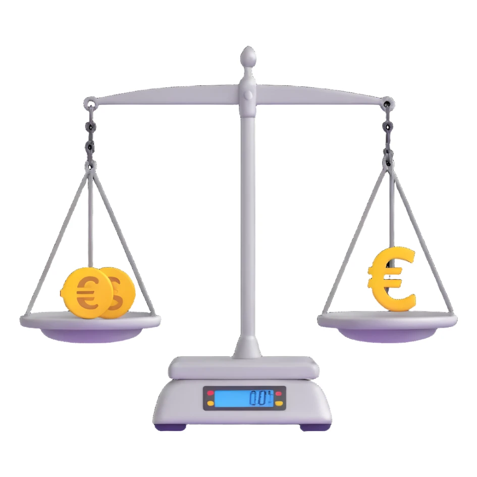 balance scale with euro symbols in both plates sticker