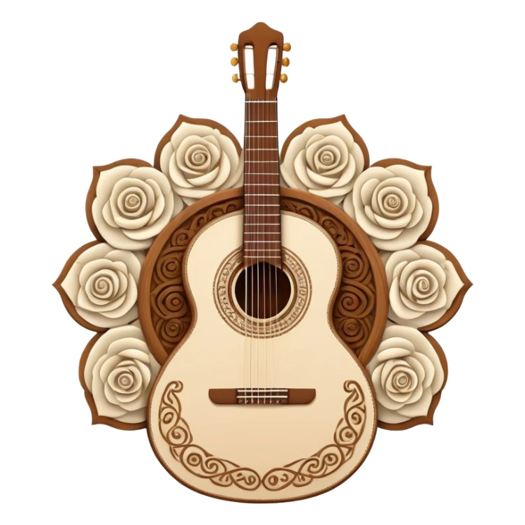 white classical Spanish guitar with intricate rosette designs sticker