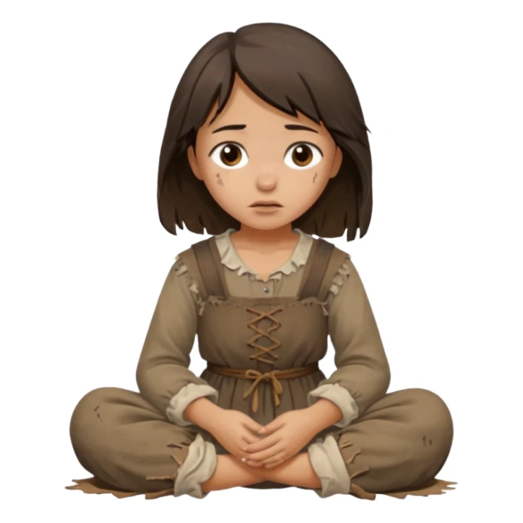 Brunette and tan peasant Girl begging sticker