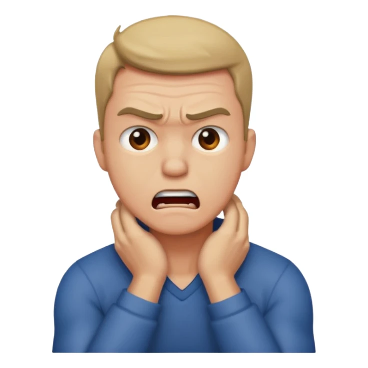 man clutching his neck in anger sticker