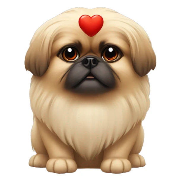Pekingese dog with a little red heart sticker
