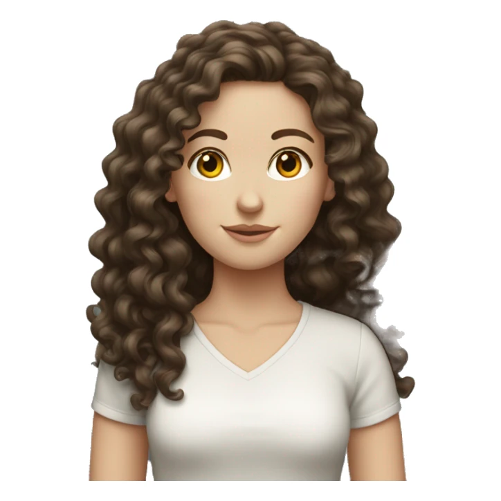 white girl with long dark brown curly hair  sticker