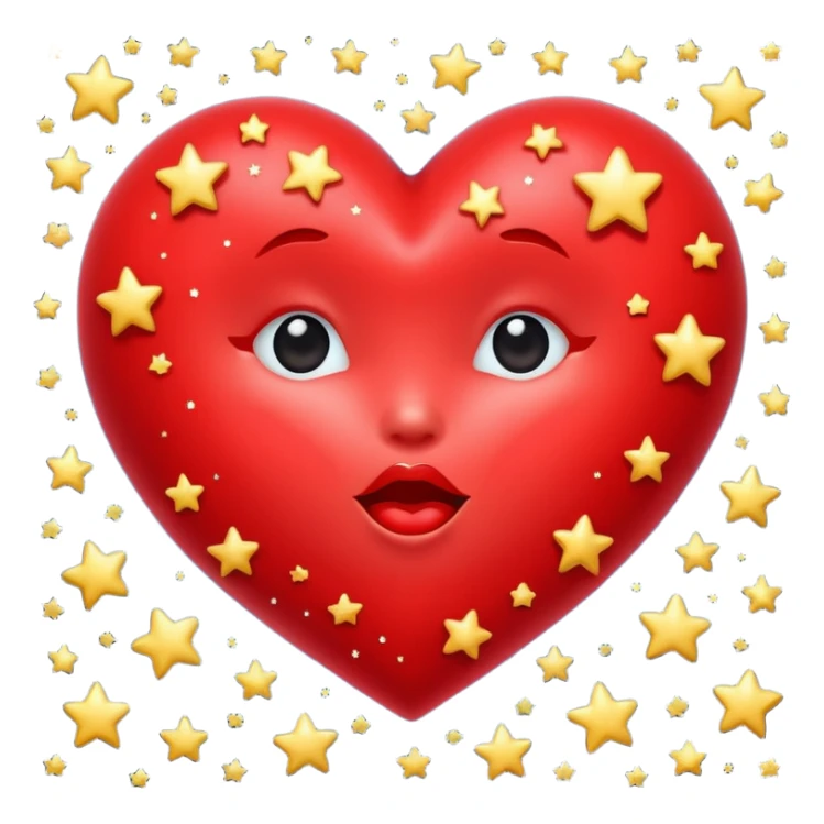 Red kissing heart surrounded by stars sticker