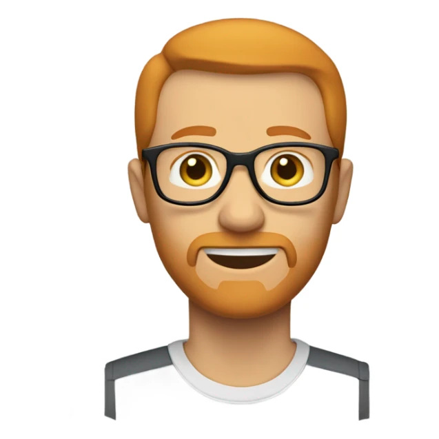 white man, balding ginger hair, ginger sideburns, glasses sticker