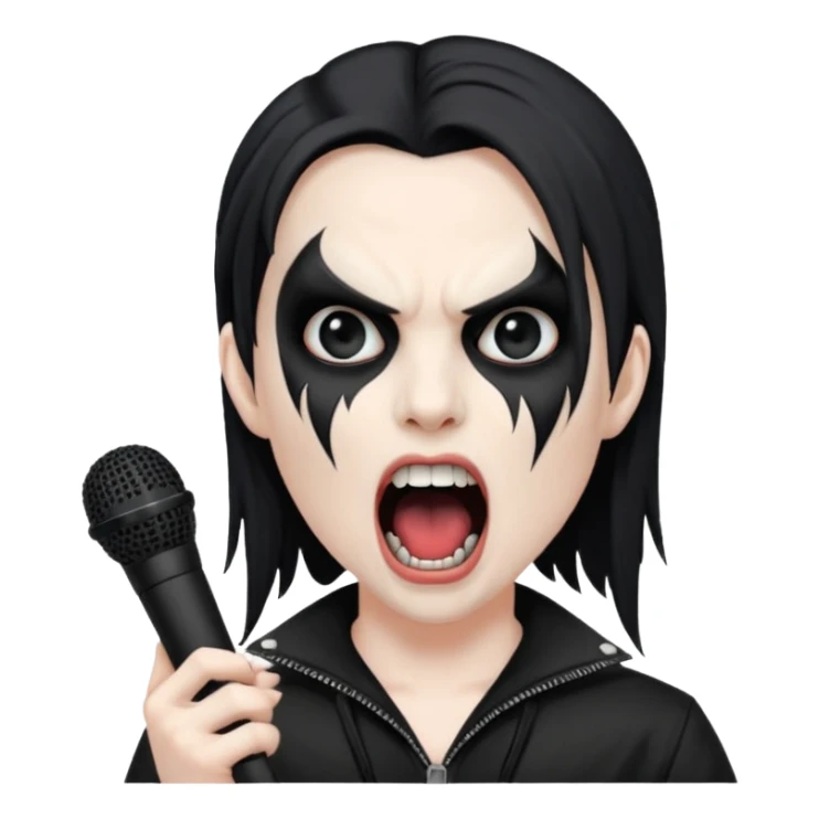 Black metal musician, screaming with mirophone sticker