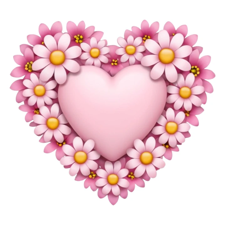 Emoji white heart with pink flowers sticker
