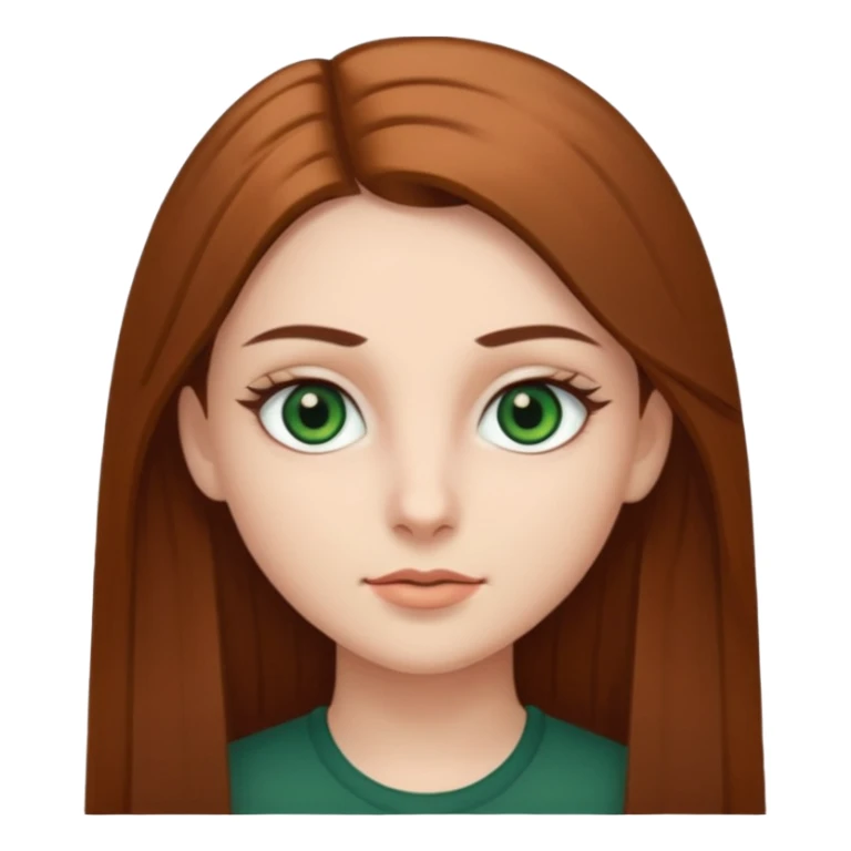Girl with dark green eyes, light eyebrows and long brown straight hair sticker