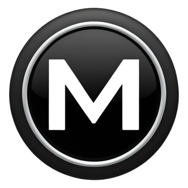 Black circle with MB written on in the middle of it. Nothing else no holes or anything. sticker