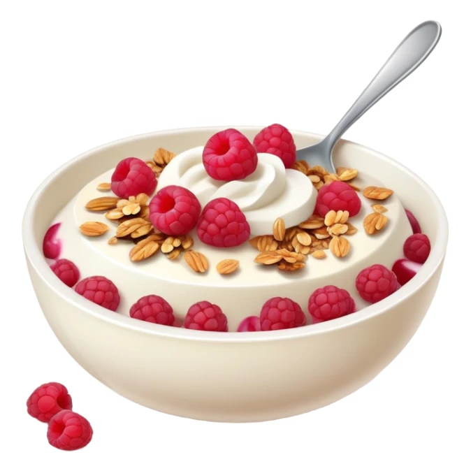 yogurt bowl with raspberries, coconut and granola  sticker
