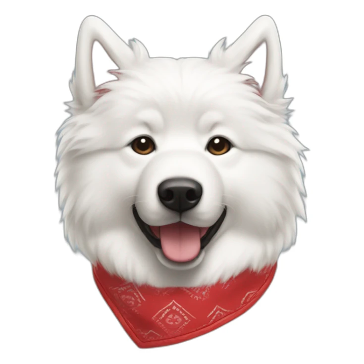 Samoyede wearing a red bandana around its neck sticker
