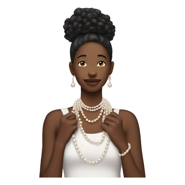 Person holding their necklace pearls tight on  sticker