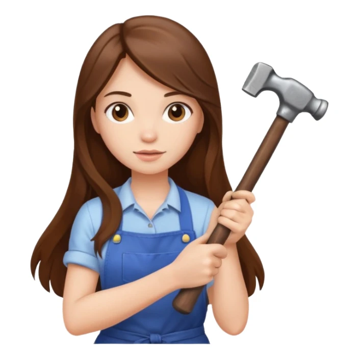 beautiful girl with long brown hair renovating her kitchen sticker