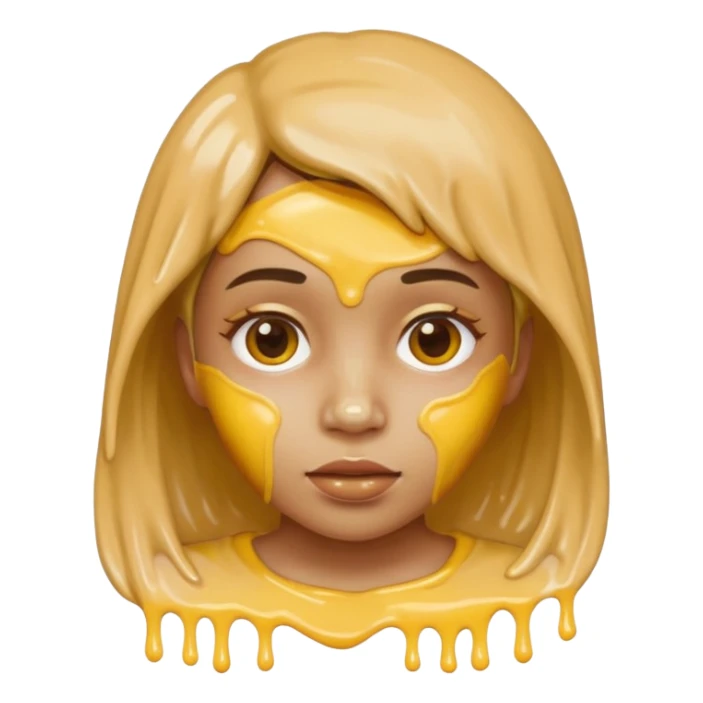 Girl in gluey face sticker