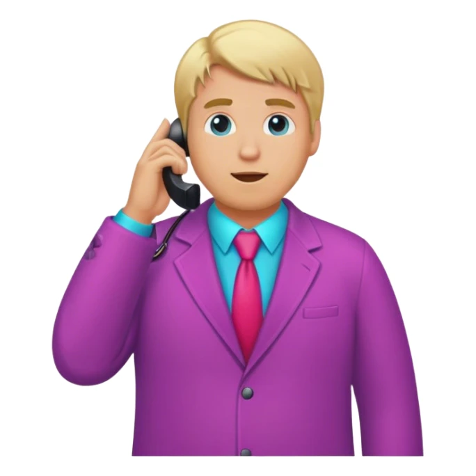 blond big man in colorful outfit calling sticker