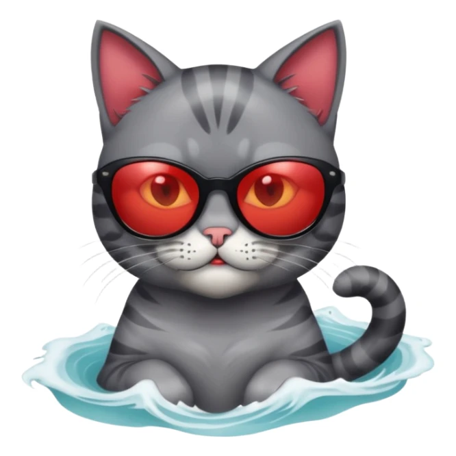 a bad kitty on the waves. make the cat look devlishish with a pair of ray bans on sticker
