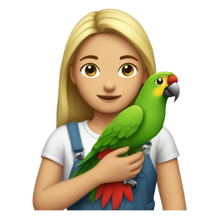girl with a parrot in her arms sticker