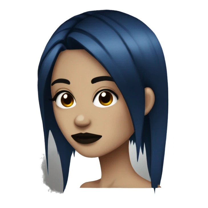 gothic emo girl dark blue hair brown skin  sticker