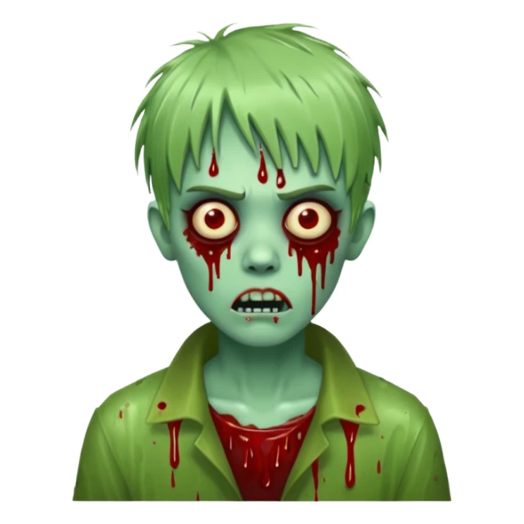 Zunbi na chuva cabelo de franjinha pele verde sangrenta sticker