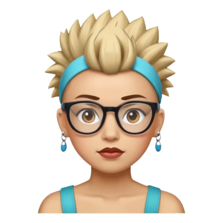 extreme mohawk person face headband glassess lots of makeup sticker