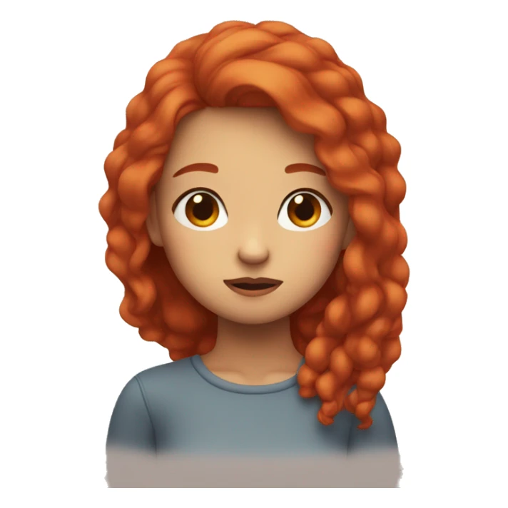 girl with red hair thinking with her eyes closed sticker