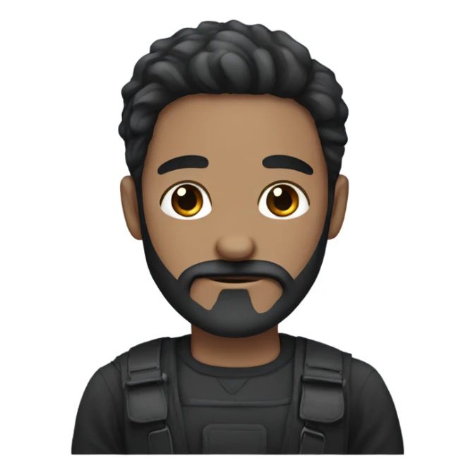 Blue eyed Dark haired man with beard and mustache holding black Labrador  sticker