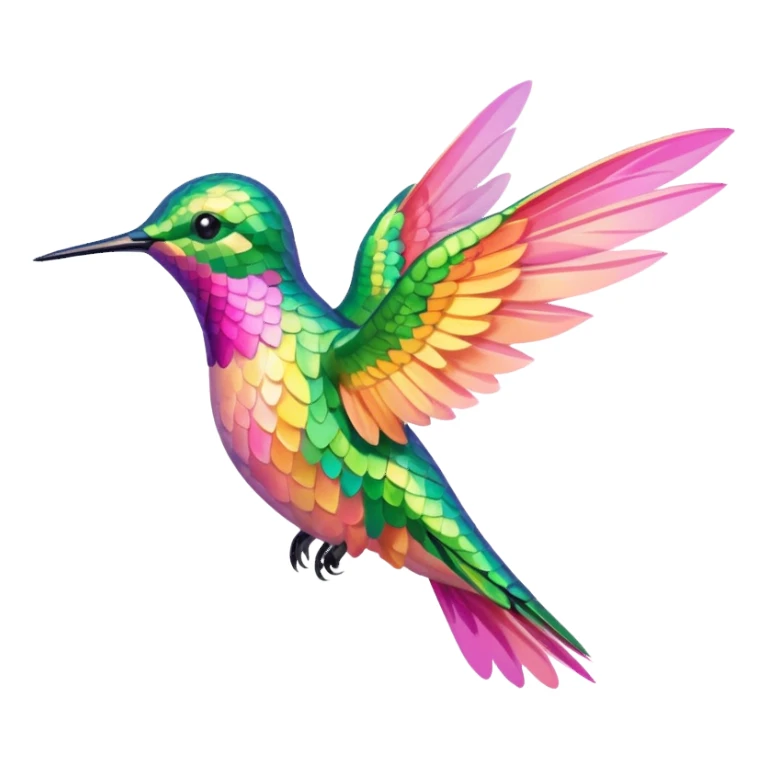 peach pink and yellow-green humming bird sticker