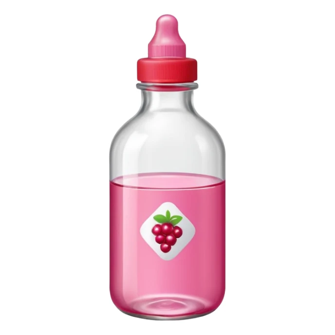 realistic Johnson and Johnson style bottle pink cap pink logo clear bottle with berry party logo with diddy oil and a berry on top bottle sticker