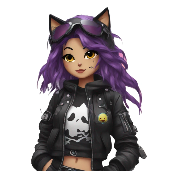 Edgy Cartoon Anime Punk Techwear Catgirl sticker