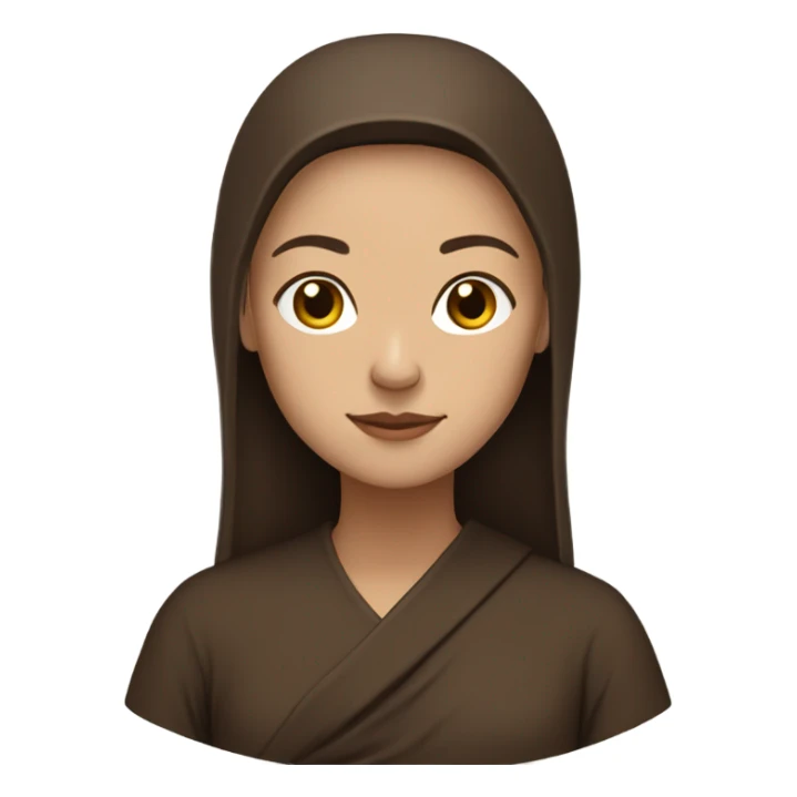 female monk with long brown straight hair sticker