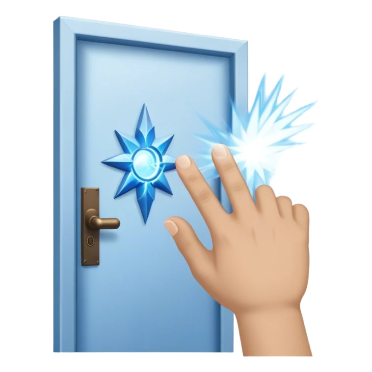 A closed door with a hand knocking on it. Because success isn’t about waiting—it’s about knocking until someone answers.blue power magic on knocking sticker