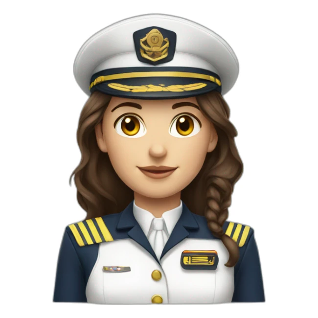 young female boat captain brunette white uniform sticker