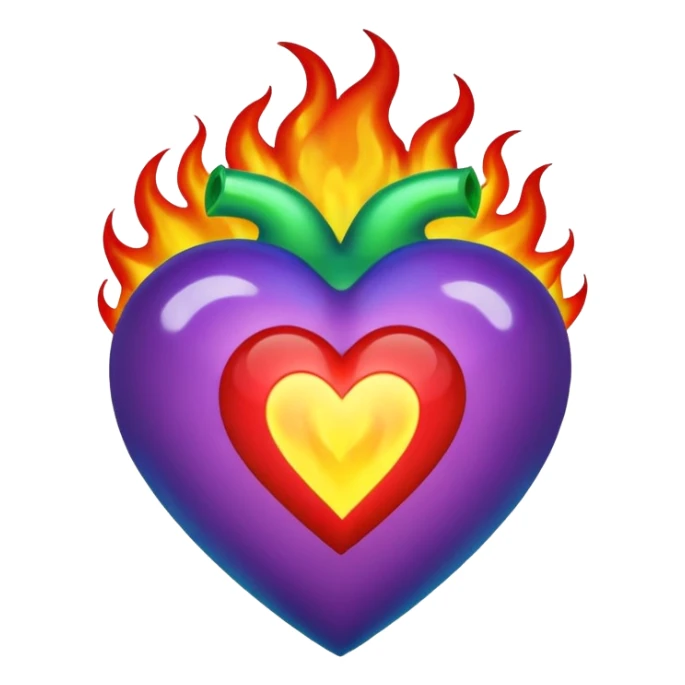 Make flaming hearts in all colours but heart would be separate  sticker