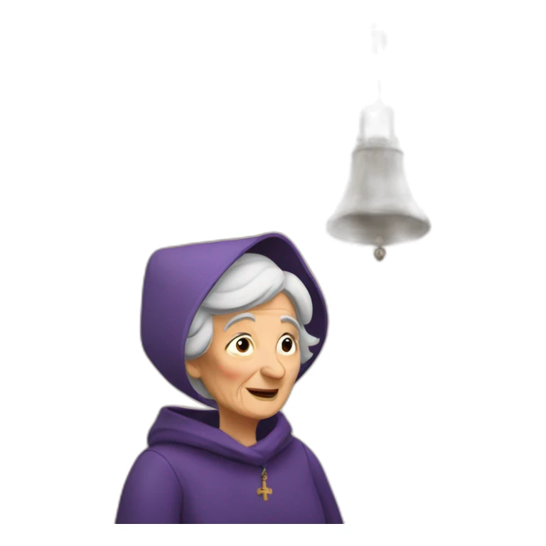 Old woman in a church bells sticker