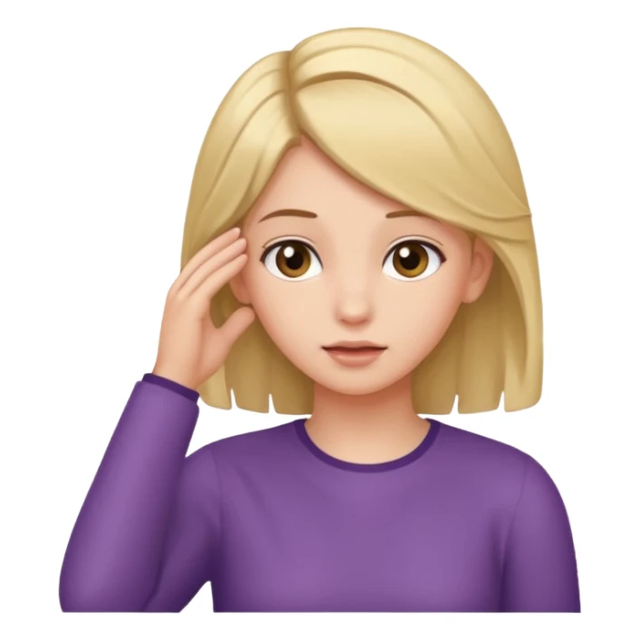 Girl tucking her hair behind her ear with one hand  sticker