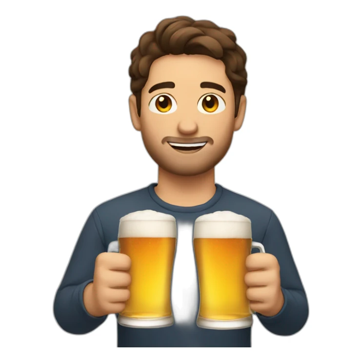 Man (brown hair) holding two beers sticker