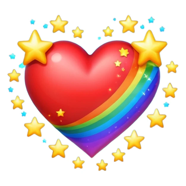heart with rainbow stars sticker