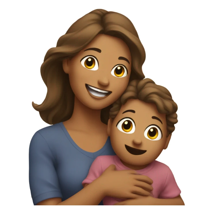 Happy mom holding a toddler sticker