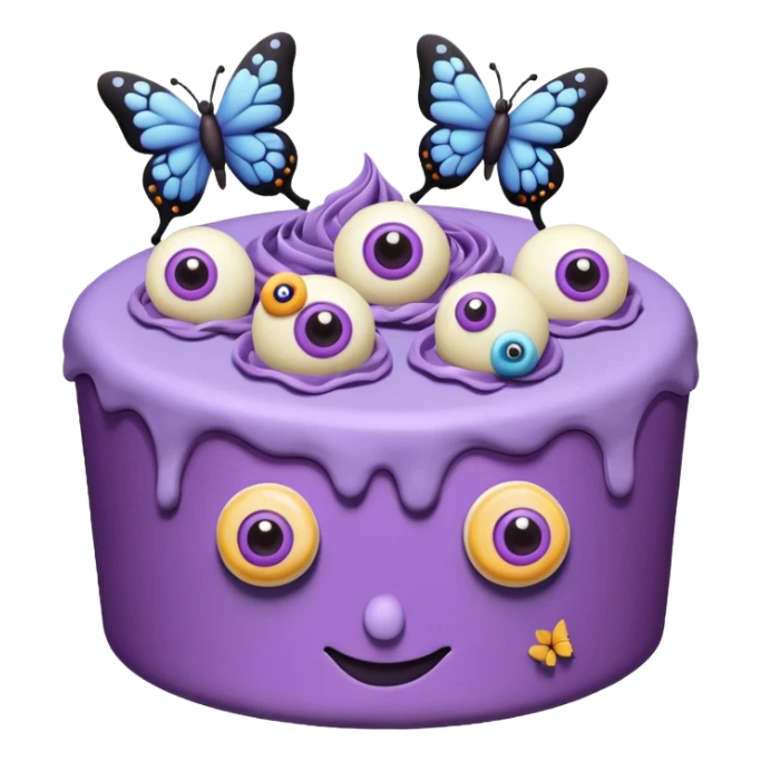 Purple Cake with eyeballs and butterflies sticker