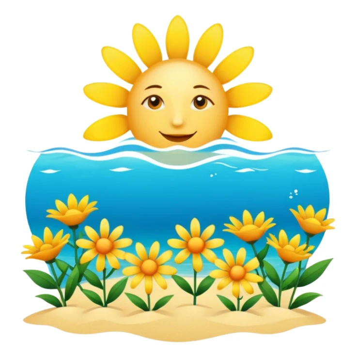 Flowers ,sea and sun emojis sticker