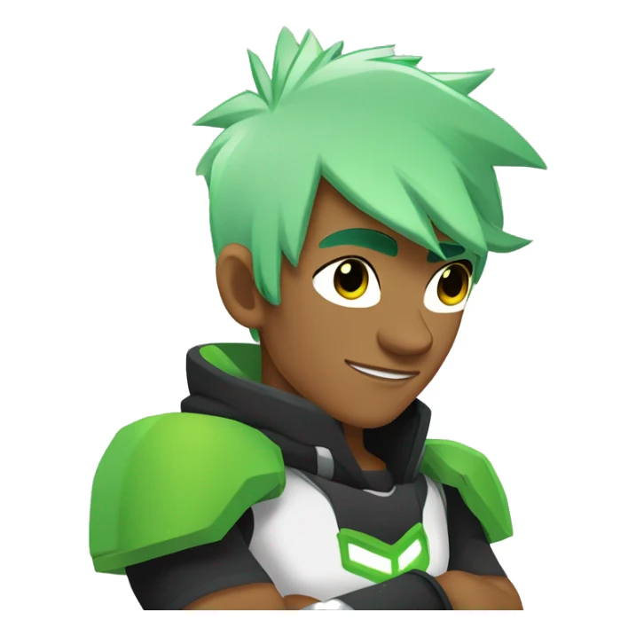 Omnitrix 23 year old white skin, arm folded side looking, half body  sticker