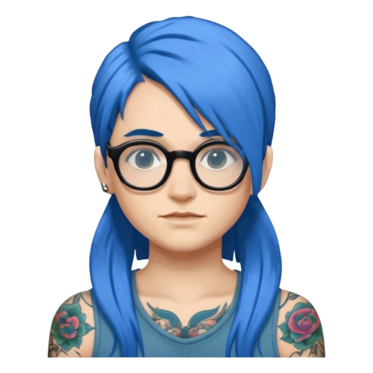 Tattooed & Blue Haired with glasse long hair sticker