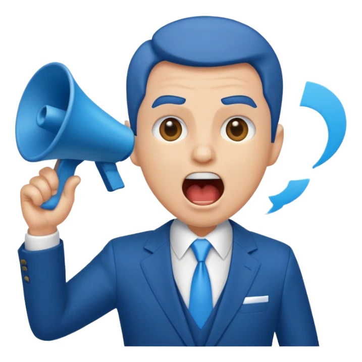 A blue Telegram emoji style of trump shouting sticker