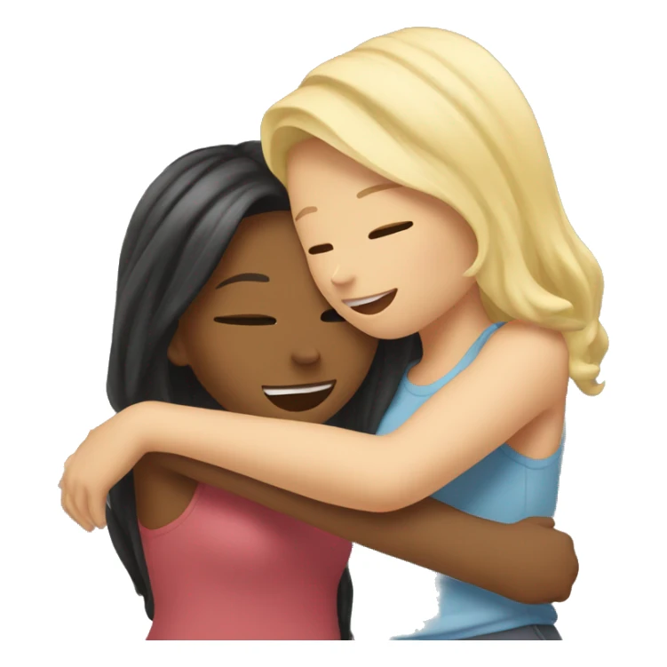 blonde and brunette girl best friends hugging sticker