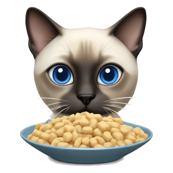 Thai Siamese cat (Blue Point) eating cat food sticker