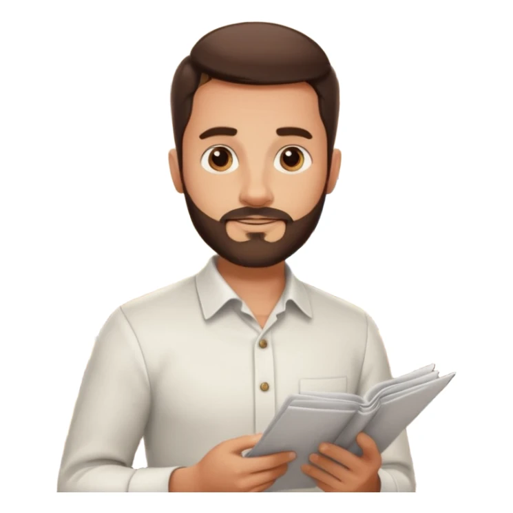 Brunette Guy with very short beard at a restuarant sticker