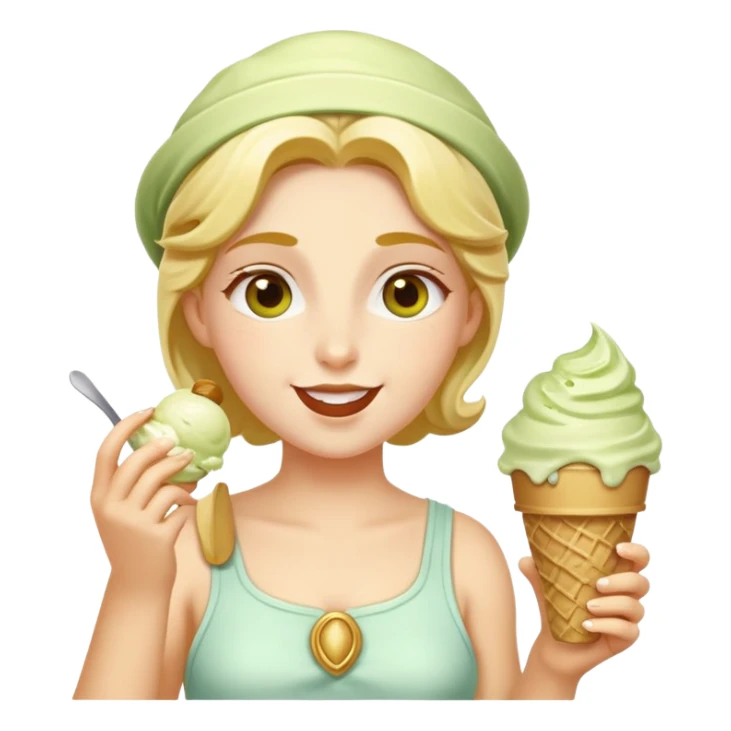 happy Athena eating pistachio ice cream sticker